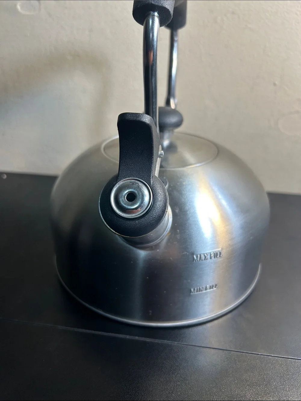 Mainstays 1.8L Stainless Steel Whistling Tea Kettle Induction Compatible Silver!
